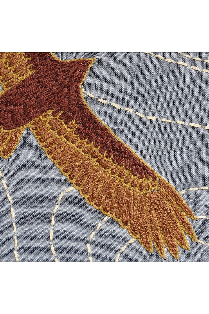 Grey Wood & Cotton Hand Embroidered Handcrafted Wall Decor by Mid July Home at Pernia's Pop Up Shop