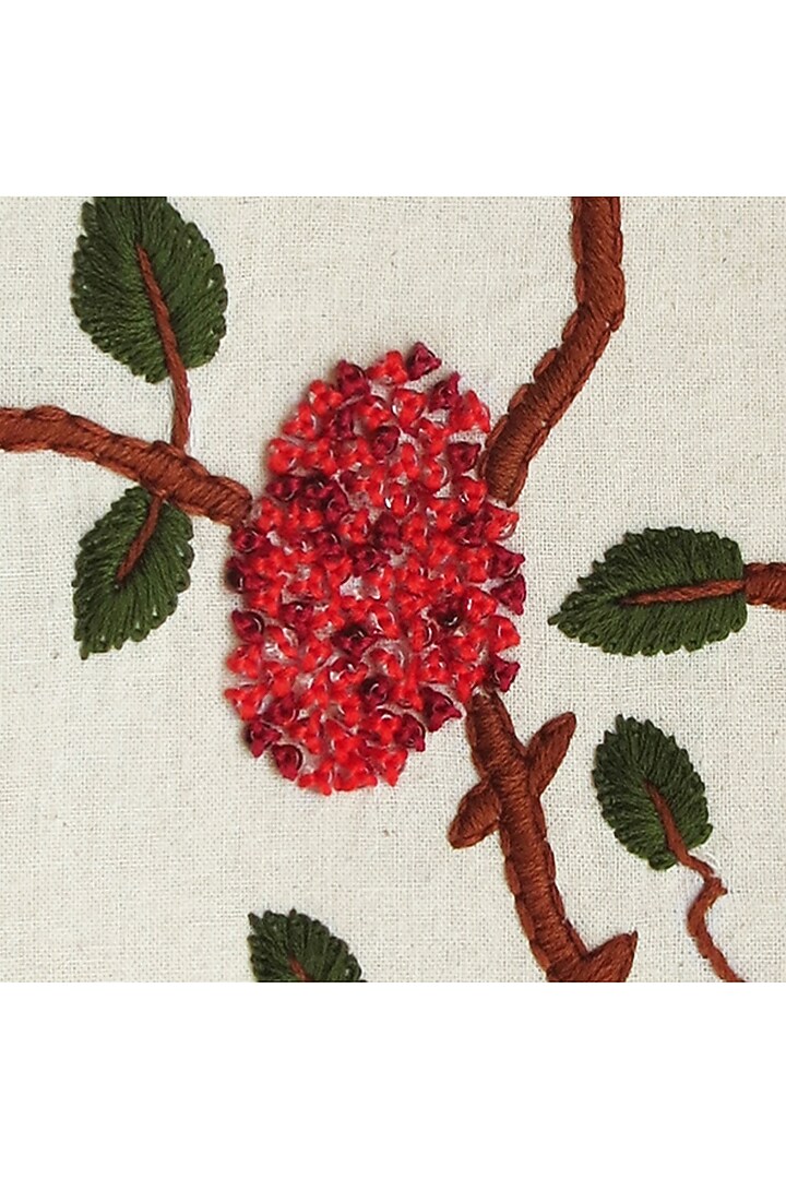 Off-White Wood & Cotton Hand Embroidered Handcrafted Wall Decor by Mid July Home at Pernia's Pop Up Shop