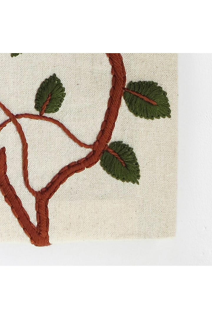 Off-White Wood & Cotton Hand Embroidered Handcrafted Wall Decor by Mid July Home at Pernia's Pop Up Shop