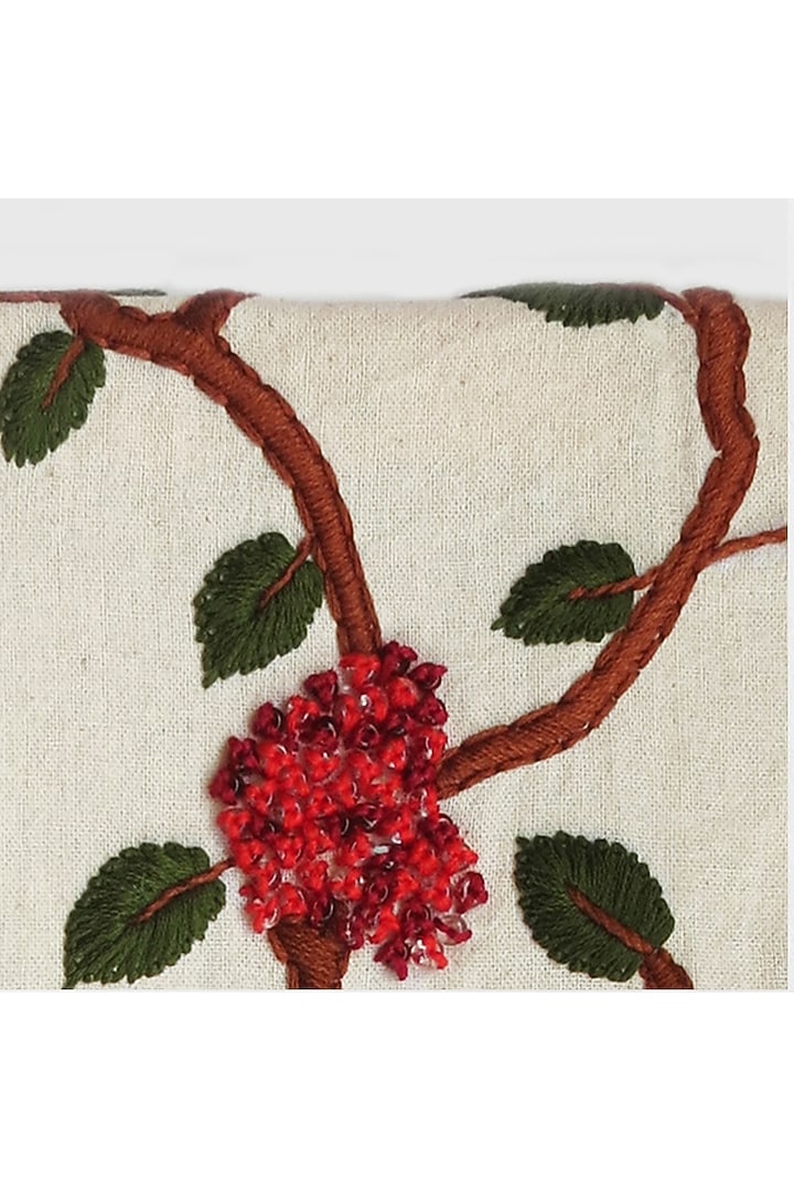 Off-White Wood & Cotton Hand Embroidered Handcrafted Wall Decor by Mid July Home at Pernia's Pop Up Shop