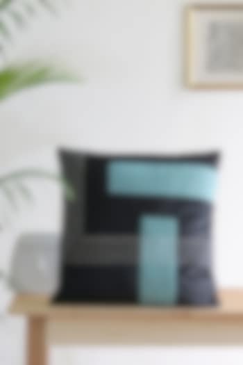 Black & Blue Velvet Patchwork Cushion Cover by Mid July Home