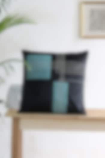 Black & Blue Velvet Patchwork Cushion Cover by Mid July Home