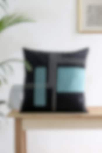 Black & Blue Velvet Patchwork Cushion Cover by Mid July Home at Pernia's Pop Up Shop