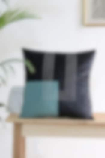 Black & Blue Velvet Patchwork Cushion Cover by Mid July Home