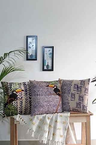Indigo Blue & White Velvet Tie-Dye Cushion Cover (Set of 3) by Mid July Home