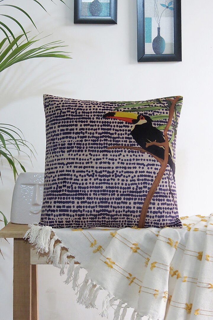 Indigo Blue & White Velvet Tie-Dye Cushion Cover (Set of 3) by Mid July Home at Pernia's Pop Up Shop