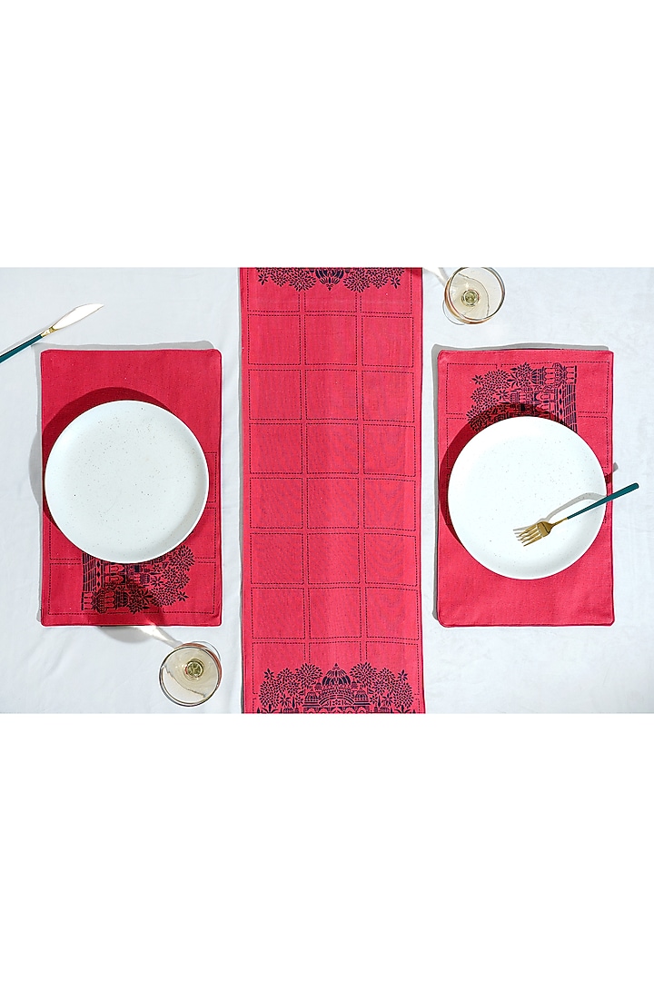 Red Cotton Temple Printed Table Runner by Mid July Home at Pernia's Pop Up Shop