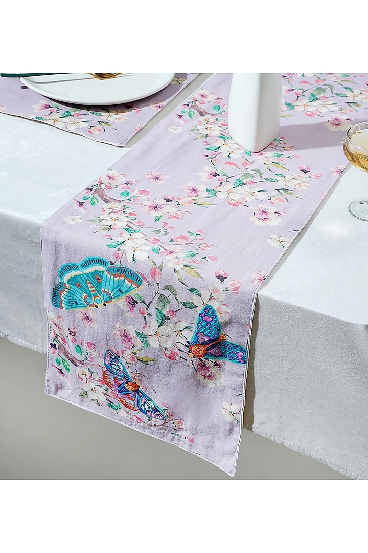 Pink Cotton Floral Printed Table Runner by Mid July Home