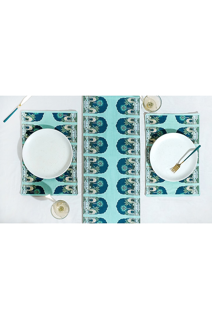Mint Cotton Printed Table Runner by Mid July Home at Pernia's Pop Up Shop