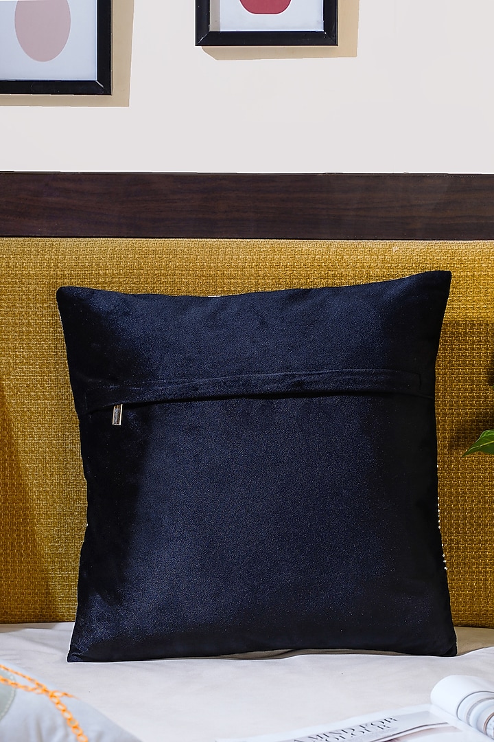 Black & White Premium Velvet Hand Embroidered Cushion Cover by Mid July Home at Pernia's Pop Up Shop