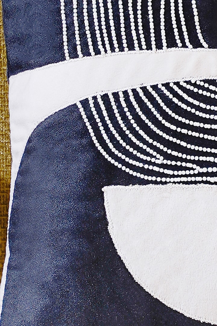 Black & White Premium Velvet Hand Embroidered Cushion Cover by Mid July Home at Pernia's Pop Up Shop