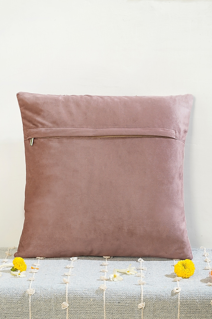 Pink & Grey Premium Velvet Hand Embroidered Cushion Cover by Mid July Home at Pernia's Pop Up Shop