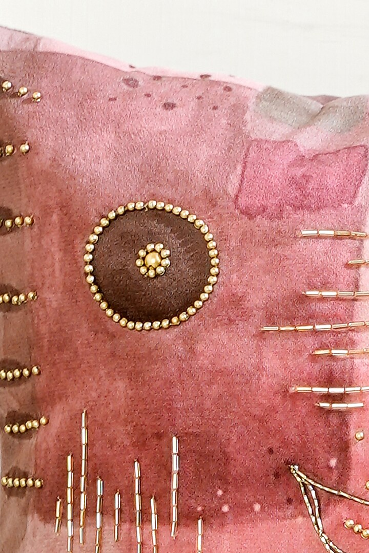 Pink & Grey Premium Velvet Hand Embroidered Cushion Cover by Mid July Home at Pernia's Pop Up Shop