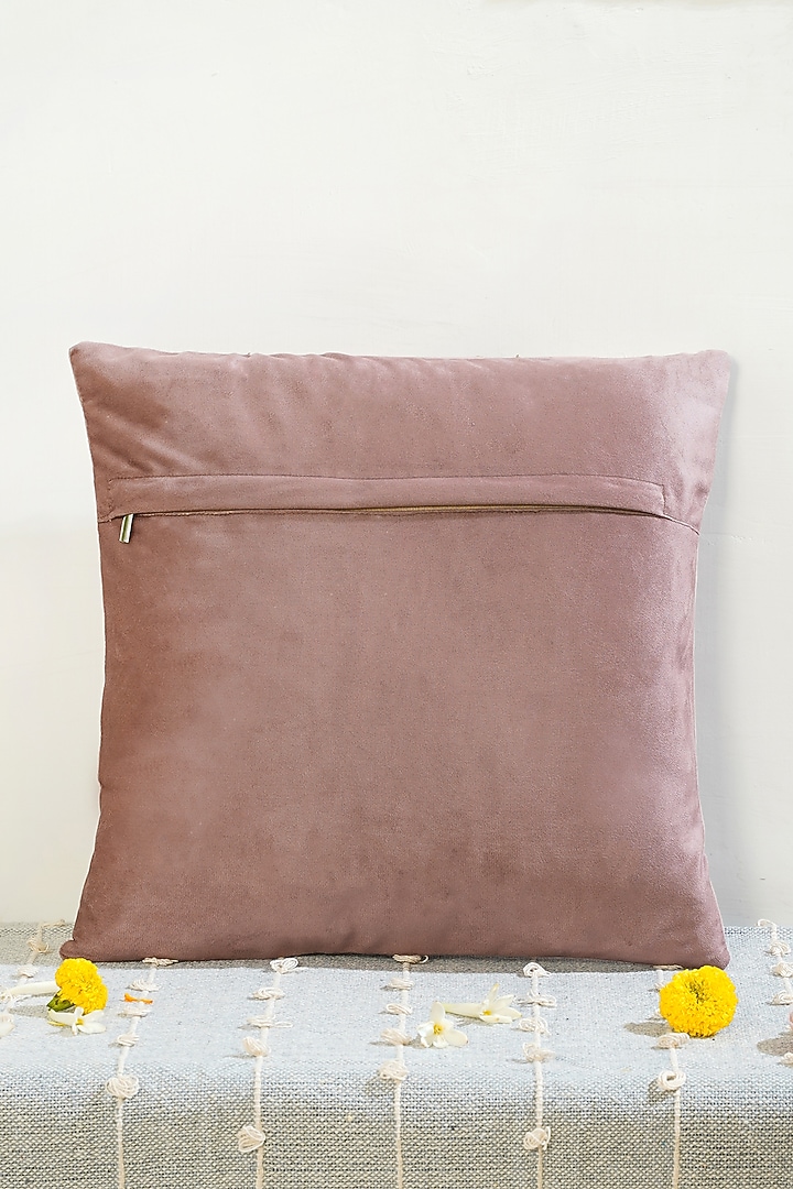 Pink & Grey Premium Velvet Hand Embroidered Cushion Cover by Mid July Home at Pernia's Pop Up Shop