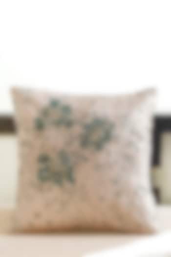 Beige Premium Velvet Hand Embellished Cushion Cover by Mid July Home