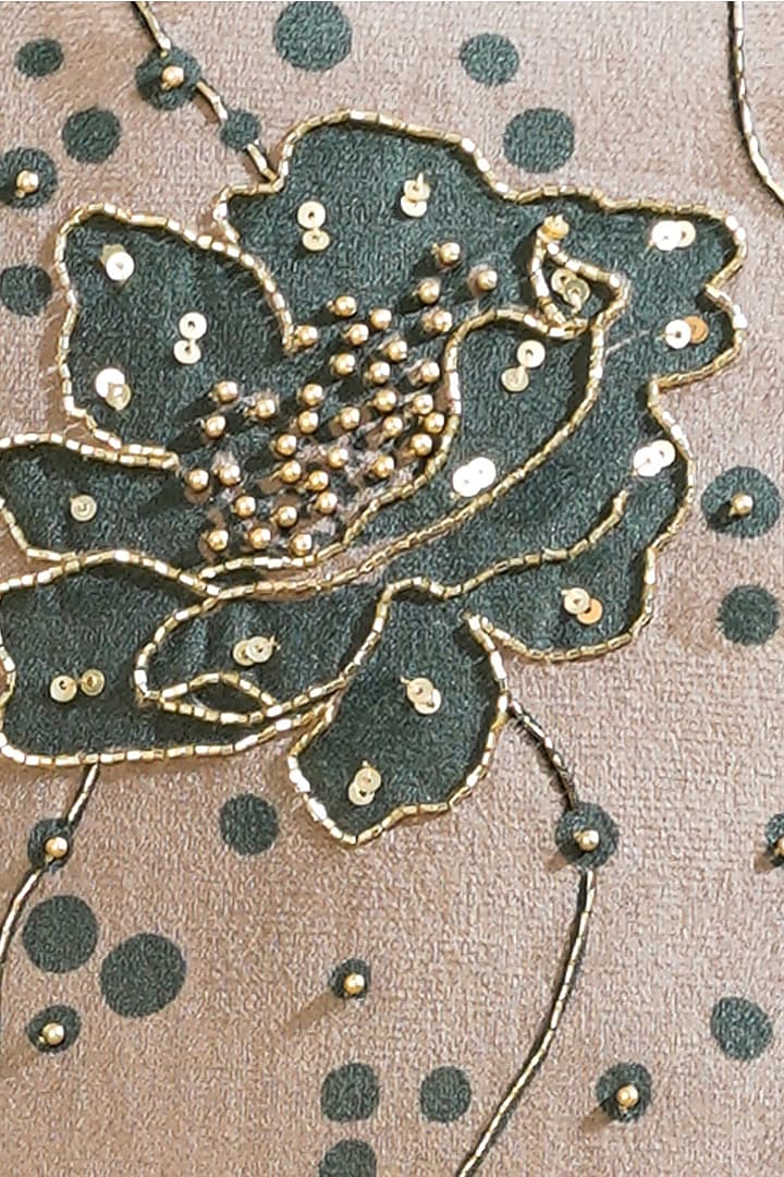 Beige Premium Velvet Hand Embellished Cushion Cover by Mid July Home at Pernia's Pop Up Shop