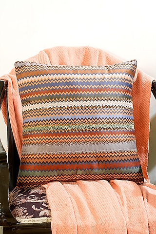 Multi-Colored Premium Velvet Floral Hand Embroidered Cushion Cover by Mid July Home