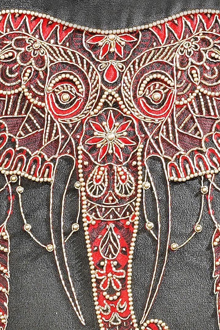 Black Premium Velvet Zardosi Embellished Cushion Cover Set by Mid July Home at Pernia's Pop Up Shop