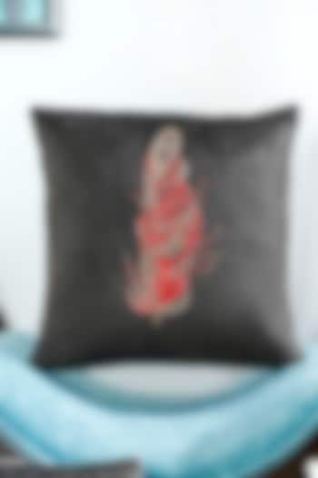 Black Premium Velvet Zardosi Embellished Cushion Cover Set by Mid July Home