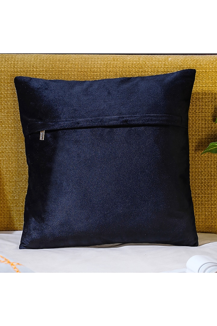 Black Premium Velvet Zardosi Embellished Cushion Cover Set by Mid July Home at Pernia's Pop Up Shop