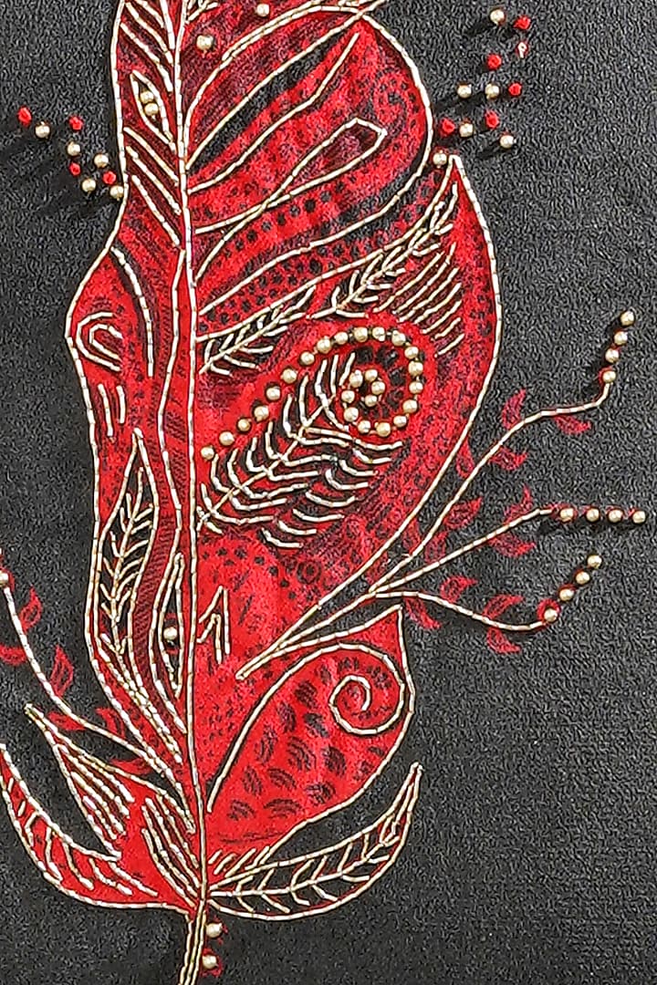 Black Premium Velvet Zardosi Embellished Cushion Cover Set by Mid July Home at Pernia's Pop Up Shop