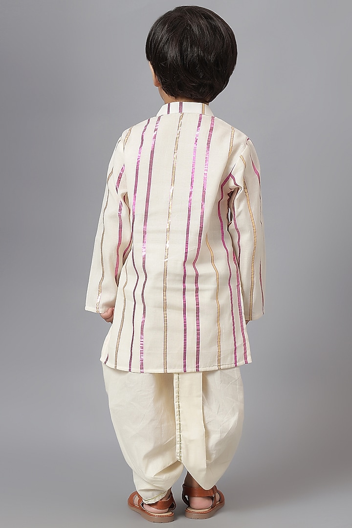 Off-White Cotton Kurta Set For Boys by Mudkid at Pernia's Pop Up Shop
