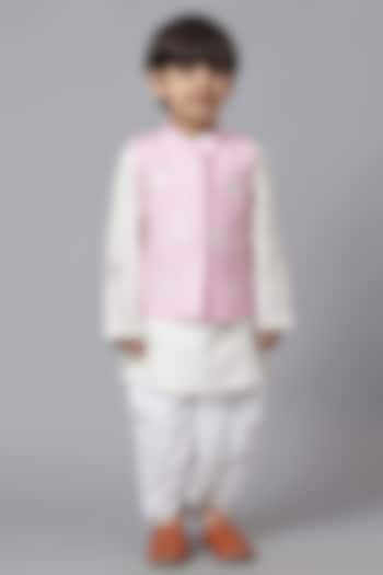 Pink Cotton Embroidered Jacket Set For Boys by Mudkid at Pernia's Pop Up Shop