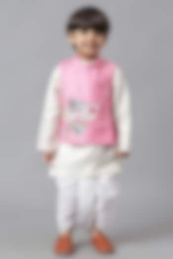 Pink Cotton Embroidered Jacket Set For Boys by Mudkid at Pernia's Pop Up Shop