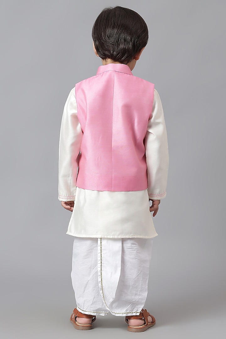 Pink Cotton Embroidered Jacket Set For Boys by Mudkid at Pernia's Pop Up Shop