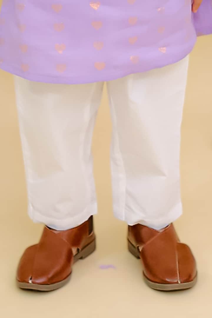 Purple Cotton Embroidered Kurta Set For Boys by Mudkid at Pernia's Pop Up Shop