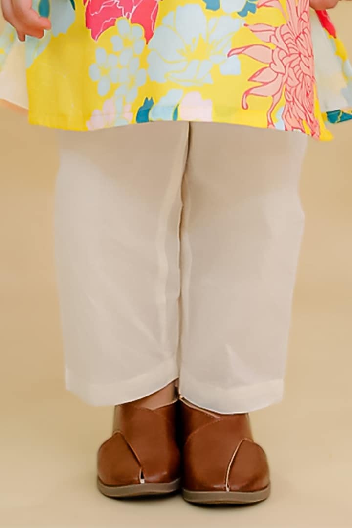 Yellow Cotton Printed Kurta Set For Boys by Mudkid at Pernia's Pop Up Shop