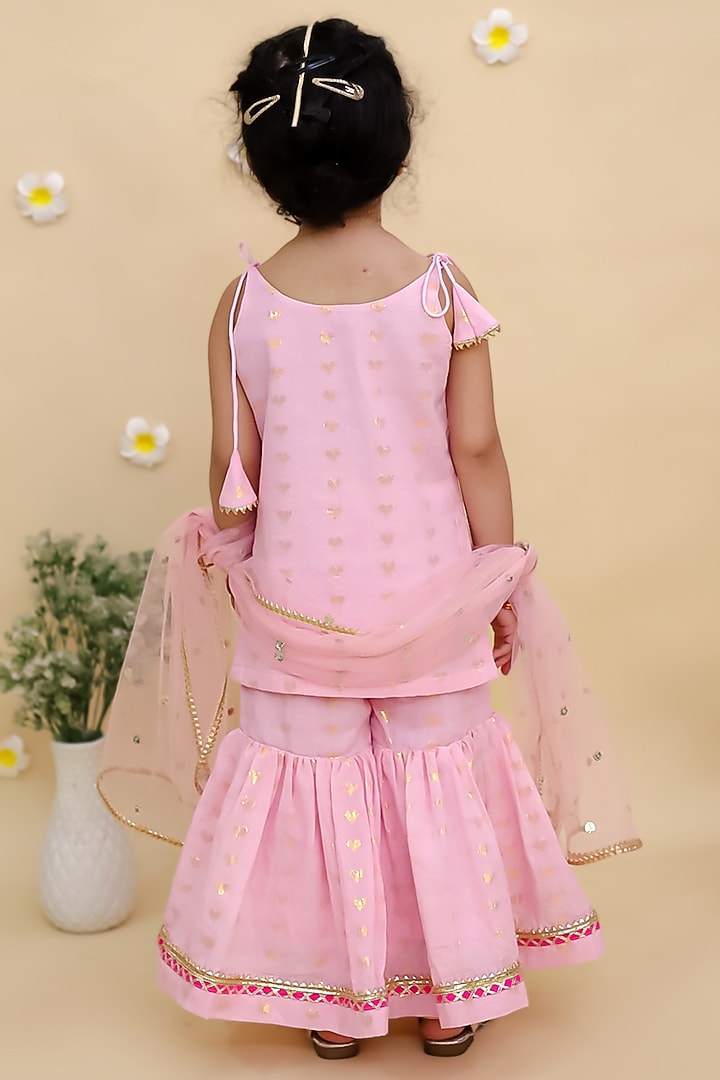 Pink Cotton Sharara Set For Girls by Mudkid at Pernia's Pop Up Shop