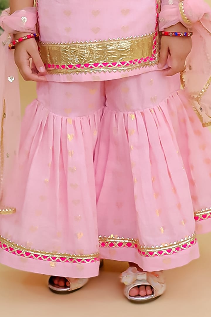 Pink Cotton Sharara Set For Girls by Mudkid at Pernia's Pop Up Shop