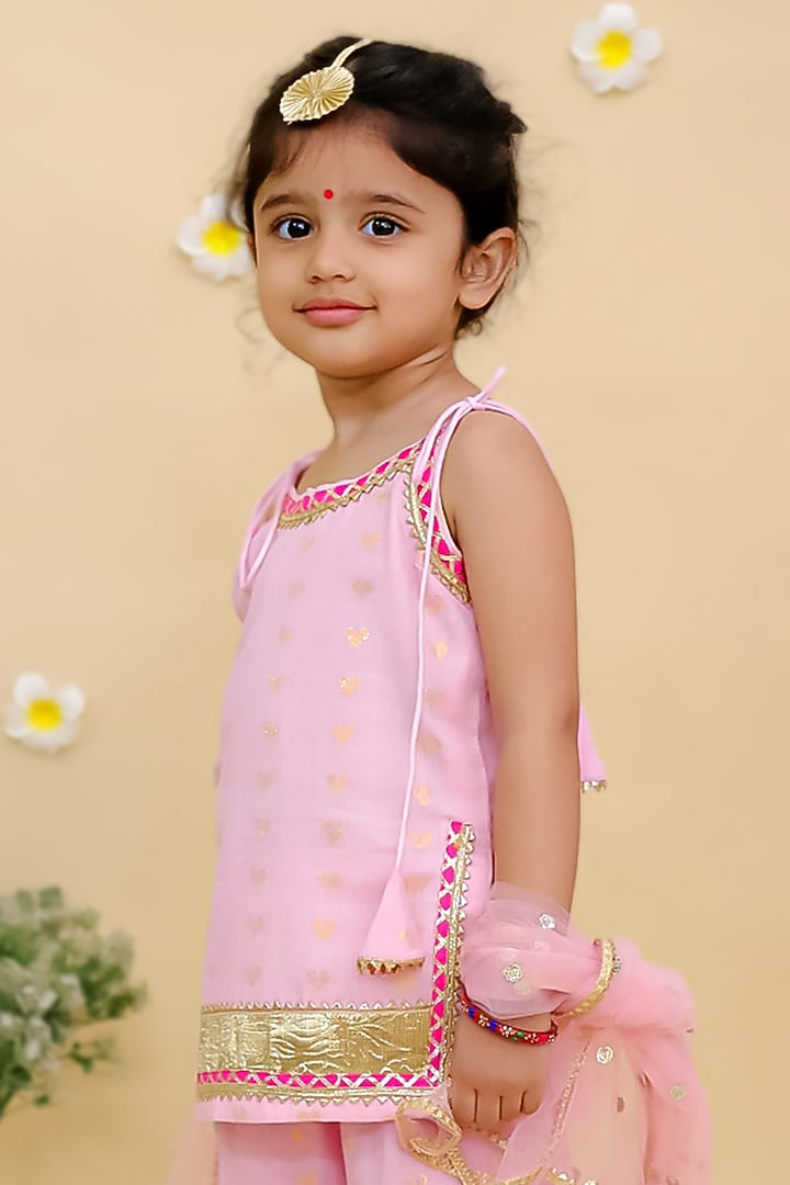 Pink Cotton Sharara Set For Girls by Mudkid at Pernia's Pop Up Shop