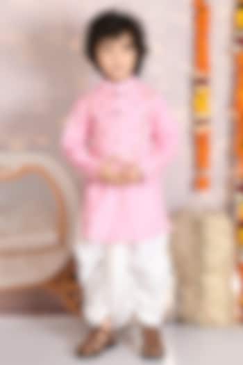 White Cotton Dhoti Set For Boys by Mudkid at Pernia's Pop Up Shop