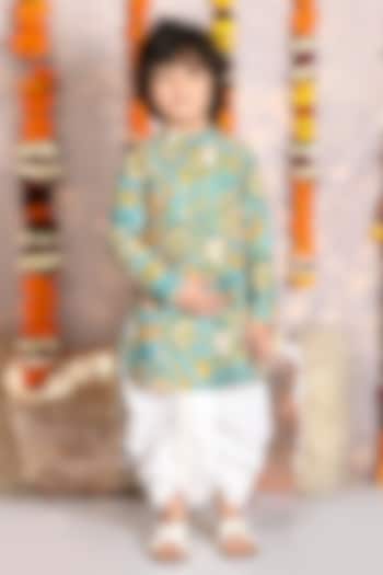 White Cotton Dhoti Set For Boys by Mudkid at Pernia's Pop Up Shop