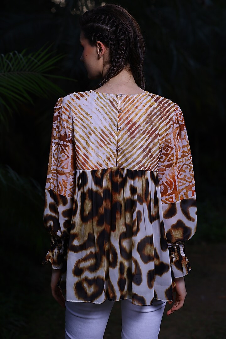 Multi-Colored Printed & Patchwork Top by Mynah Designs By Reynu Tandon at Pernia's Pop Up Shop