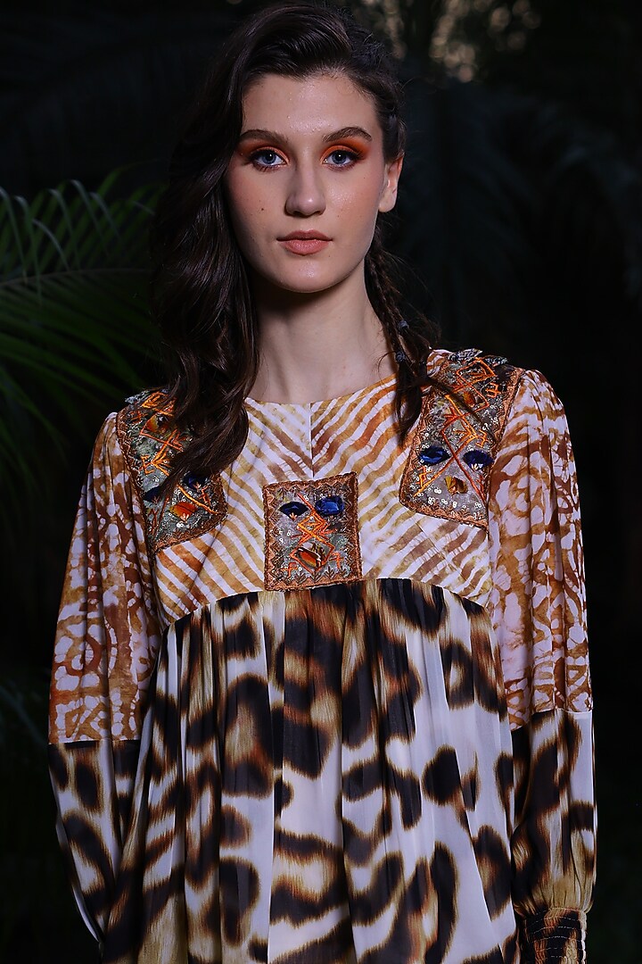 Multi-Colored Printed & Patchwork Top by Mynah Designs By Reynu Tandon at Pernia's Pop Up Shop