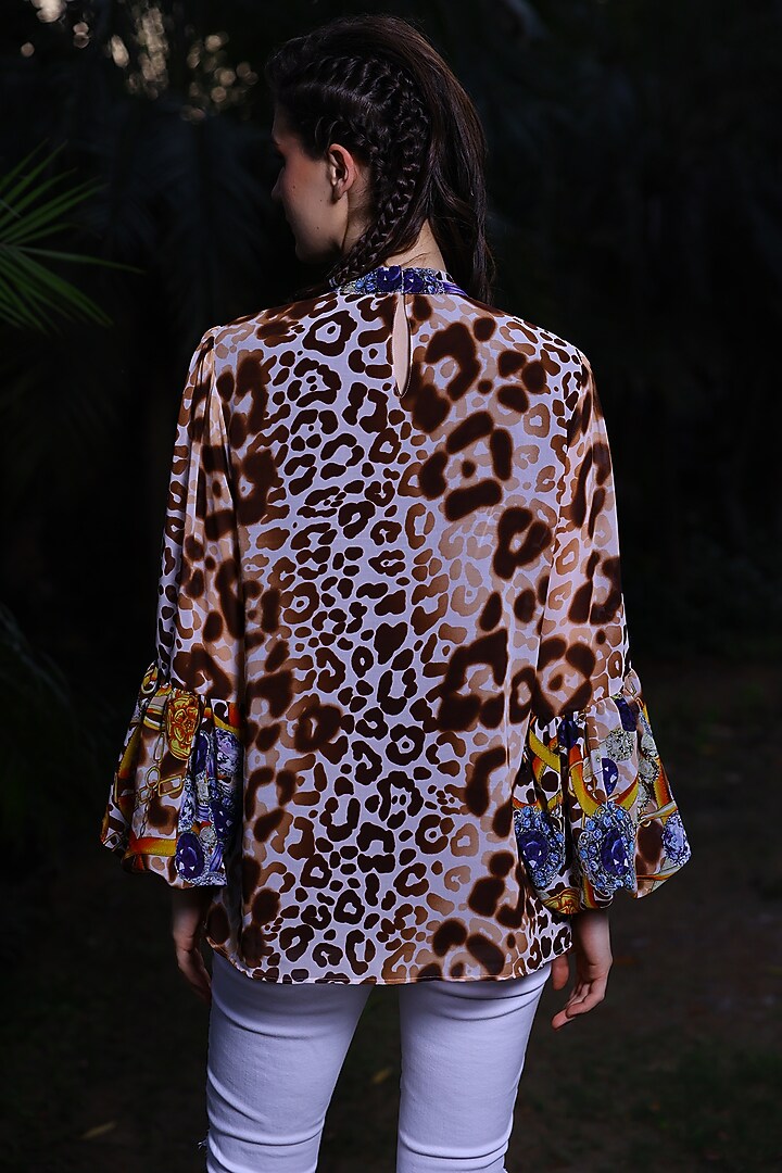 Multi-Colored Printed Pintucked Top by Mynah Designs By Reynu Tandon at Pernia's Pop Up Shop
