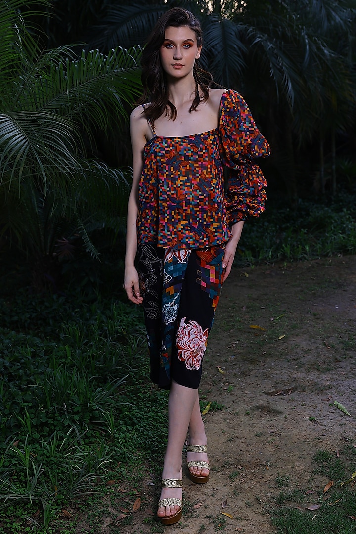 Multi-Colored Printed Dress by Mynah Designs By Reynu Tandon