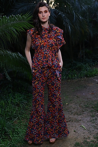 Multi-Colored Printed Top by Mynah Designs By Reynu Tandon