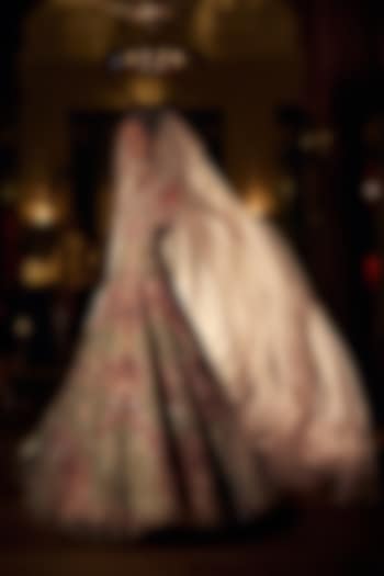 Pink & Green Embellished Bridal Gown by Mynah Designs By Reynu Tandon at Pernia's Pop Up Shop