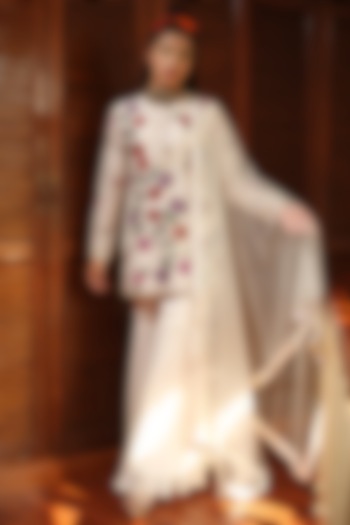 Off-White Chanderi Gharara Set by Mynah Designs By Reynu Tandon