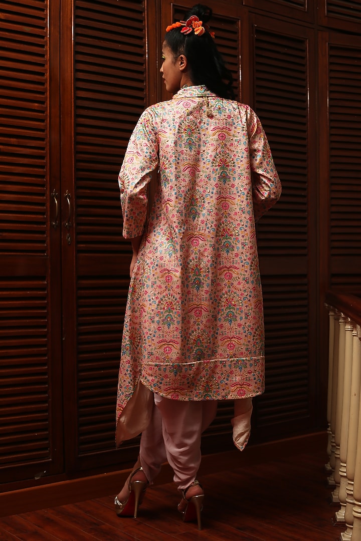 Pink Chanderi Dhoti Set by Mynah Designs By Reynu Tandon at Pernia's Pop Up Shop
