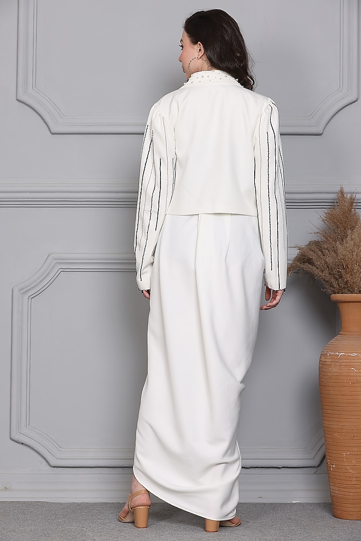 White Imported Crepe Draped Skirt Set by Midori by SGV at Pernia's Pop Up Shop