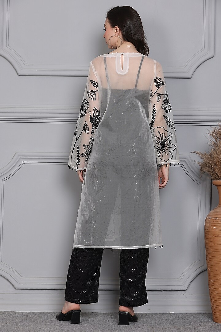 White Organza Zari Embroidered Tunic Set by Midori by SGV at Pernia's Pop Up Shop