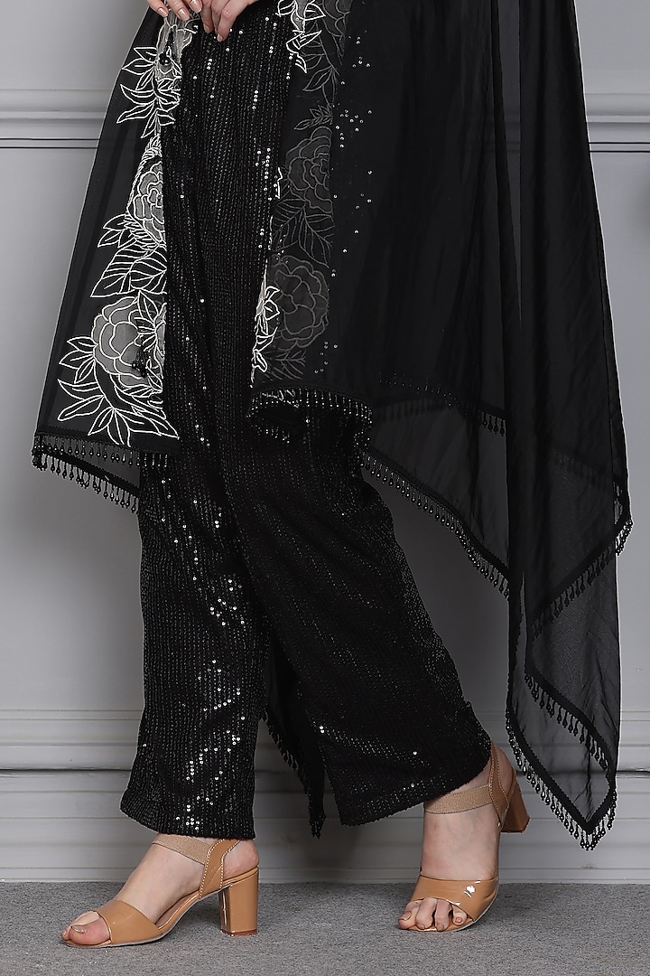 Black Organza Resham Embroidered Cape Set by Midori by SGV at Pernia's Pop Up Shop