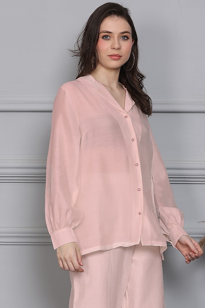 Pink Cotton Silk Chanderi Embroidered Co-ord Set by Midori by SGV at Pernia's Pop Up Shop