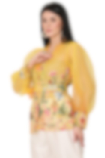 Yellow Organza Embroidered Wrapped Top by Midori by SGV at Pernia's Pop Up Shop