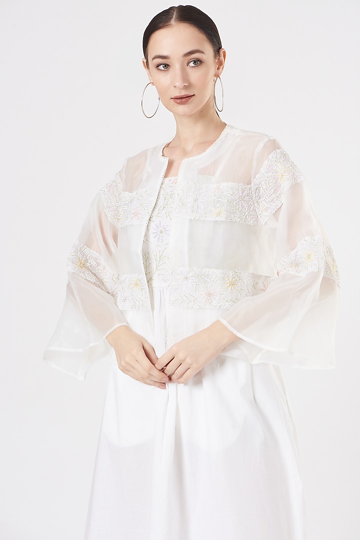 White Organza Summer Dress With Cape by Midori by SGV at Pernia's Pop Up Shop